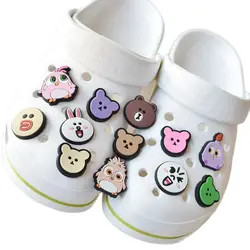 Croco jibz 13 forme, 1 pièce, breloques de chaussures en forme d'animal de dessin animé, boucle oiseau ours, accessoire de décoration pour sabots, chaussures de jardin, cadeaux de fête 