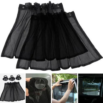 

2PCS Auto Car Protection Window Curtain Sun Shade With Suction Cup Black Universal Car Sunshade Sunscreen Block Curtain
