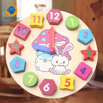 

Colorful Cute Rabbit Pattern Wooden Wall Clocks Toy for Children Boys Girls Diy Wall Clock Toys Wall Decorations Living Room