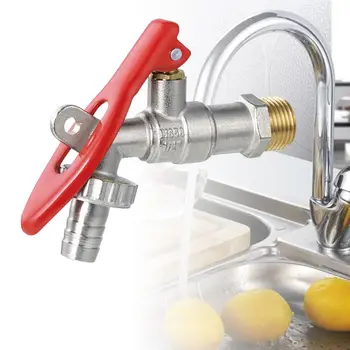 

1/2'' Brass Thread Water Tap Lockable Washing Machine Faucet Pipe Connector E7CD