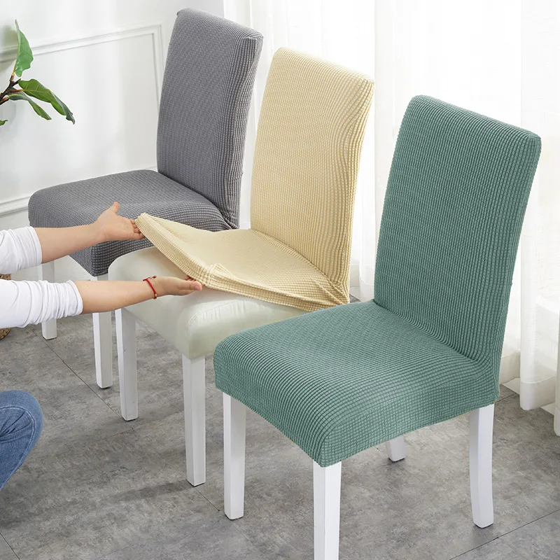 One-Piece Chair Cover Simple Modern Polar Fleece Stretch Dining Room Solid Color Seat Covers Kitchen Home Decoration Slipcover