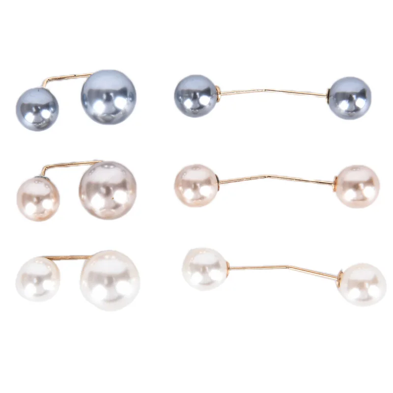 3Pcs/set Sweater Collar Needle Safety Brooch Simple Double Pearl Brooch Pins Clothing Accessories Brooches For Women