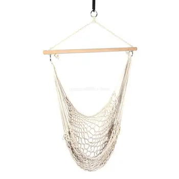 

sturdy breathable Canvas Hammock Swing Cradle Outdoor Handing Chair Hammock Bold cotton rope wood sticks Bearing 150kg
