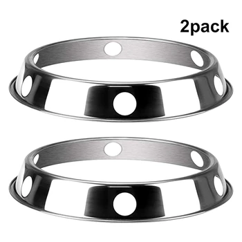 

2PCS Stainless Steel Wok Ring Metallic Round Bottom Wok Rack 10.43X11.8Inch Universal Size Inch for Gas Stove Fry Pans