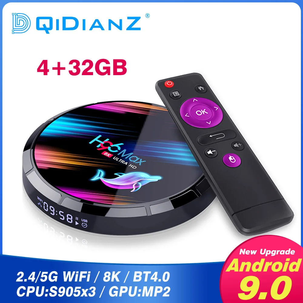 Приставка Смарт ТВ H96 MAX X3 Android 9 0 1000 м Amlogic S905X3 8K 4 + 128/64 ГБ|ТВ-приставки и