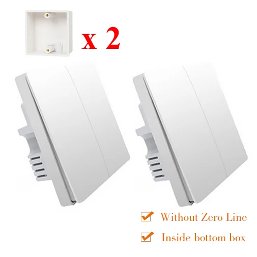 Xiao mi Aqara, настенный светильник, переключатель, Wifi, умный, Zigbee, одиночный пожарный провод, нет, нейтральный, 2 комплекта, беспроводной переключатель, mi jia mi, пульт дистанционного управления для дома - Цвет: 2Pcs Double inside