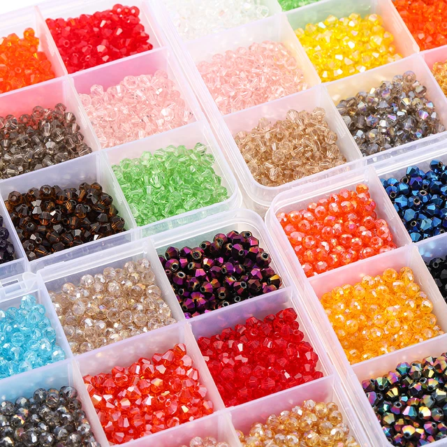 4mm Glass Bicone Beads Kits Jewelry Beads Loose Spacer beads Fit Jewelry  Making DIY Bracelet Necklace