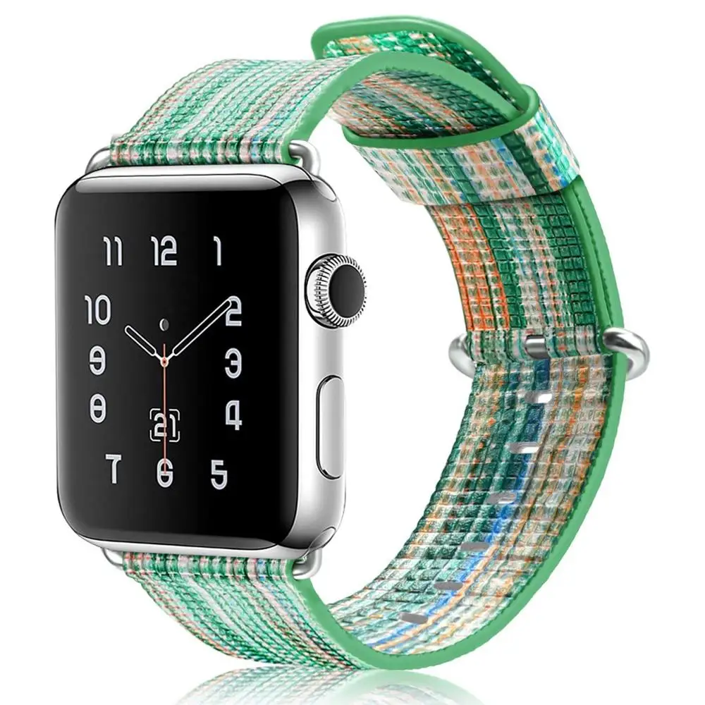 GREEN BLUE Обувь из натуральной кожи для apple watch ремешок петли, 42 мм, 38 мм, ремешок для наручных часов iwatch, Версия 44 мм 40 мм 5/4/3/2/1 браслет аксессуары - Цвет ремешка: GREEN BLUE