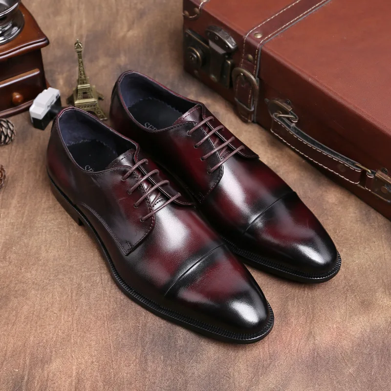 

Men Derby Leather Shoes Men Shoes Lace-up Large Size Cowhide Business Formal Wear Leather Shoes Leather Oxfords