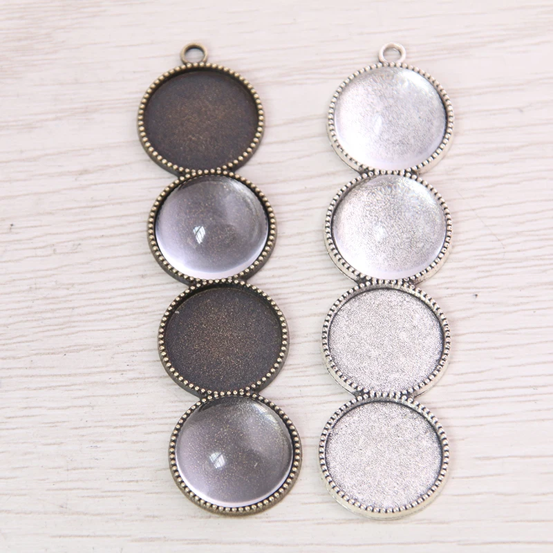 

SWEET BELL 12pcs New product 15mm*4 Inner Size Two Color Metal Alloy Simple Round Cabochon Pendant Setting Jewelry Findings