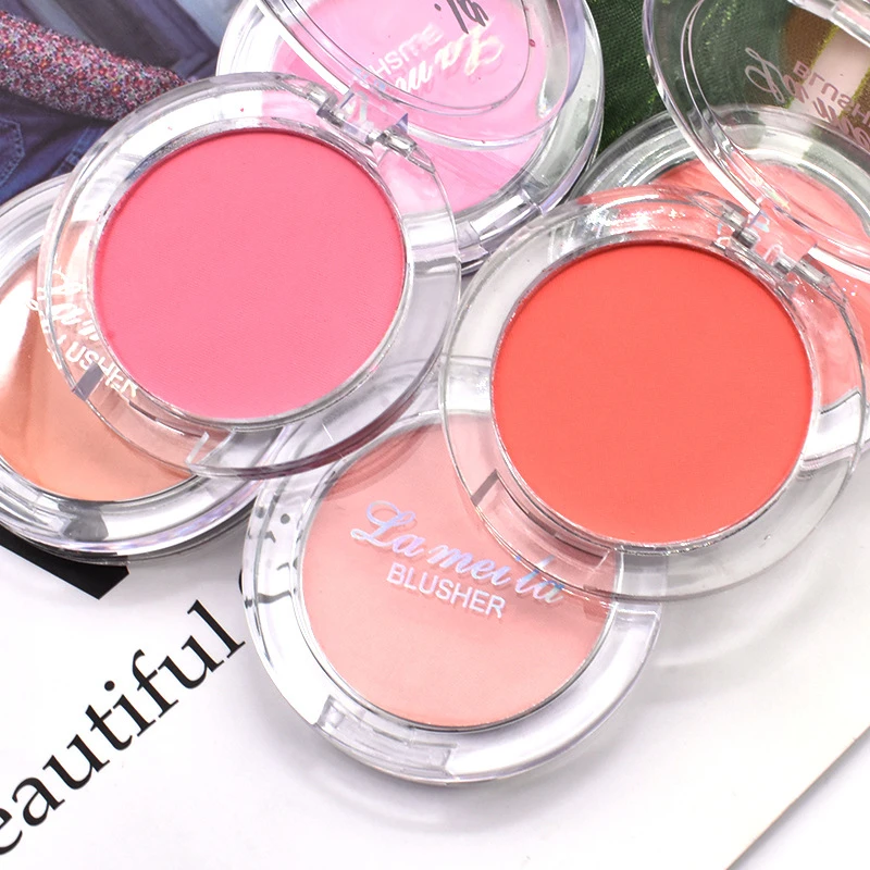 6 Colors Single Blush Palette Face Cream Concealer Foundation Powder Waterproof Lasting Face Rouge Powder Natural Peach Blusher