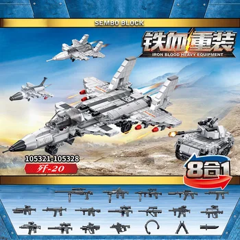 

Modern military 8in1 Chengdu J-20 building block Fire Fang fighter ww2 army figures batisbricks bricks mini tank Hovercraft toys