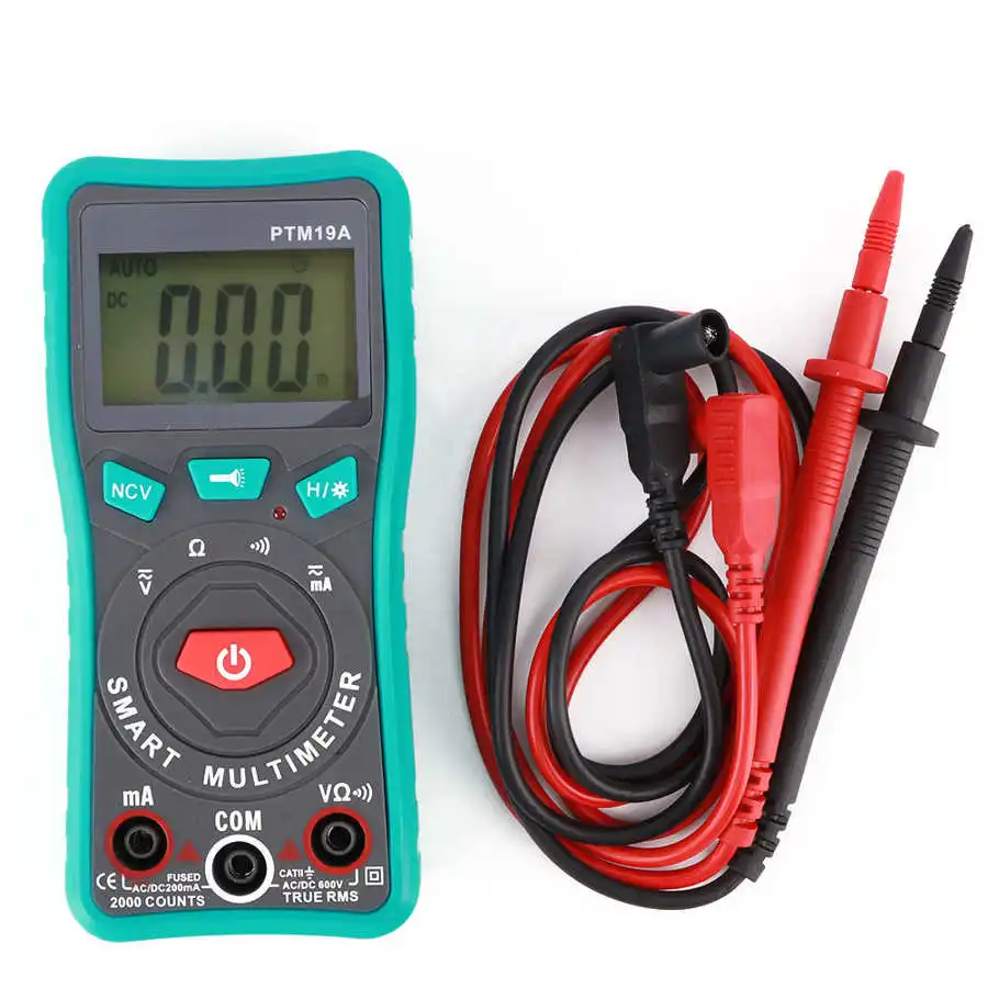 LCD Display Digital Smart Multimeter DC AC Voltage Current Resistance NCV Tester Meter PTM19A
