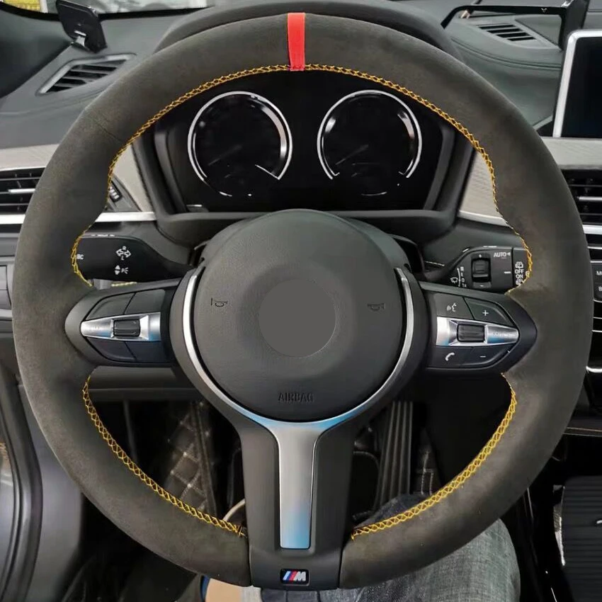 Black-Suede-Steering-Wheel-Cover-for-BMW-M-Sport-F30-F31-F34-F10-F11-F07-F45-1