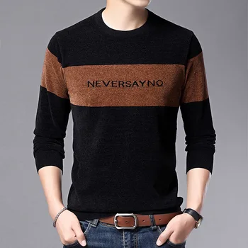 

2020 Chenille Mixed Colors Men's Sweater Male Crew Neck Young and Middle-aged Men' Clothing Japanese-style MEN'S Knitwear