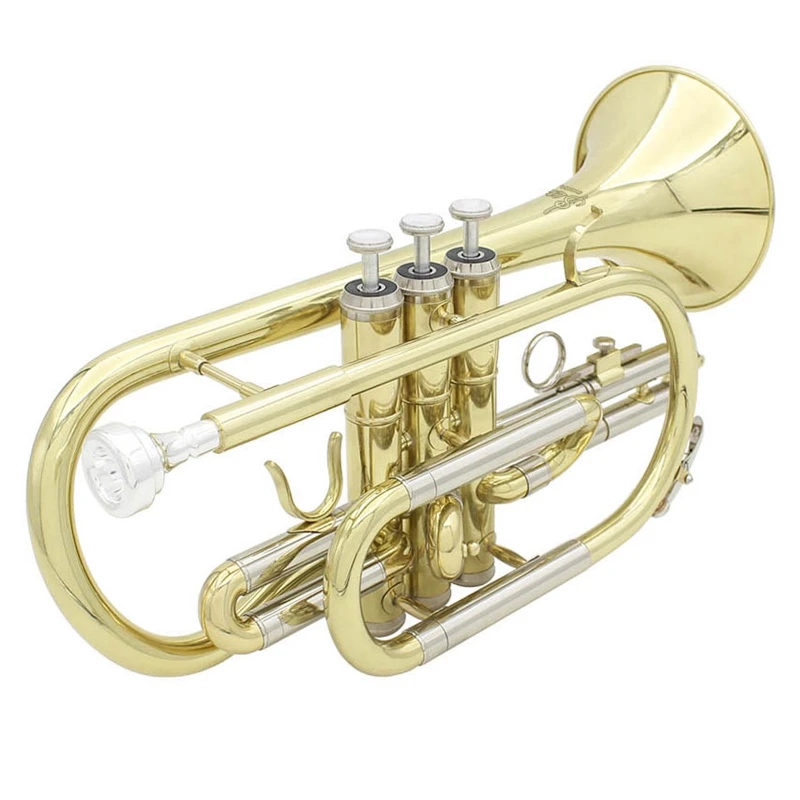 ABGZ-Slade Bb плоский cornet Профессиональный Bb плоский cornet латунный музыкальный инструмент для начинающих с переноской чехол перчатки, Чистящая салфетка
