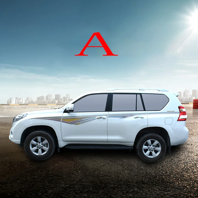 Для Toyota Land Cruiser Prado FJ150 2010- виниловая графика стикер для тела Боковая наклейка полосатые наклейки своими руками комплект для стайлинга автомобилей - Название цвета: A