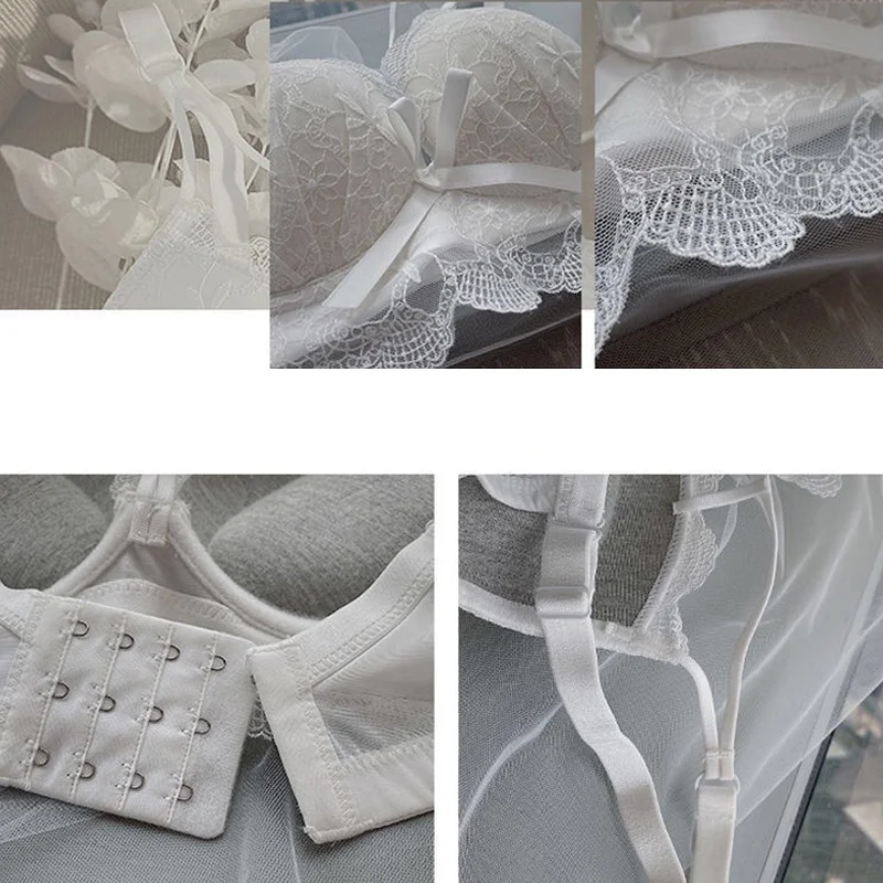 Korean Bras for Women Push Up Female White Bralette Wire Free Beauty Back Sexy Lingerie Underwear Brassiere Sutian Feminino