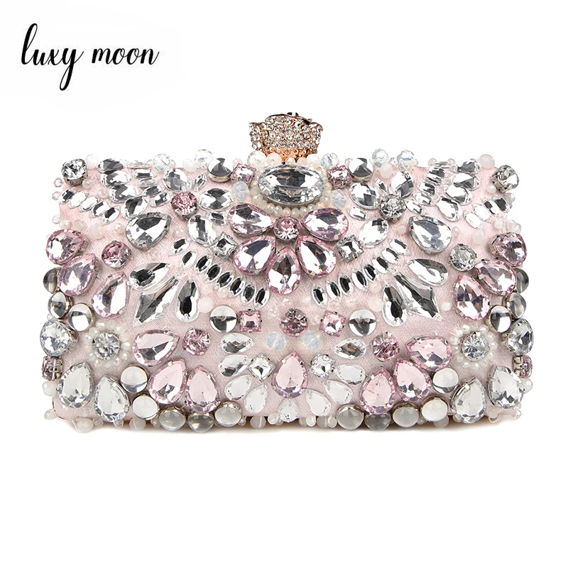 Luxy Moon, женский клатч, розовые стразы, кошелек, дамские сумочки, свадебные клатчи, кошельки и сумочки, кошелек, вечерние сумки, ZD848