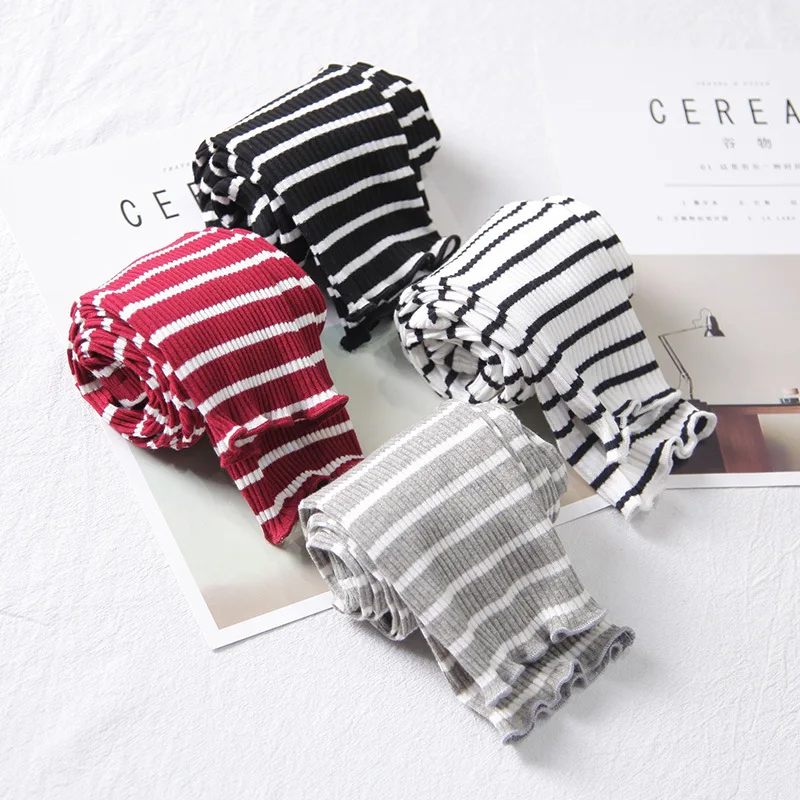 

2-6Y Baby Pants Baby Girl Stripe Pattern Pants Leggings Children Cute Stretchy Warm Trousers Bottoms For Girls