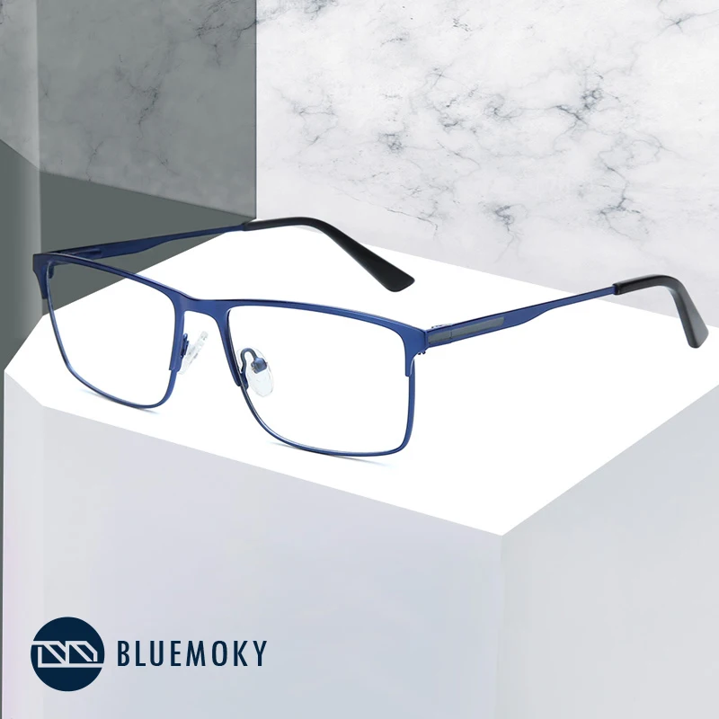 Очки из BLUEMOKY сплава, оправа для мужчин, оптические квадратные поддельные очки, очки по рецепту, оправа для очков, очки для дальнозоркости, очки для близорукости