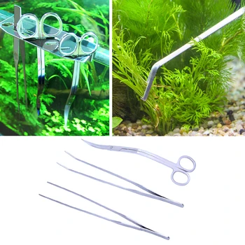 

3in1 Aquarium Aquatic Live Plants Long Handle Tweezers Scissor Trim Tool Kit Set