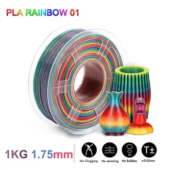 

Rainbow PLA Filament 1.75MM 1KG Colorful PLA Filament Dimension Accuracy +/-0.02mm 3D Printer Material pla пластик для 3d ручек