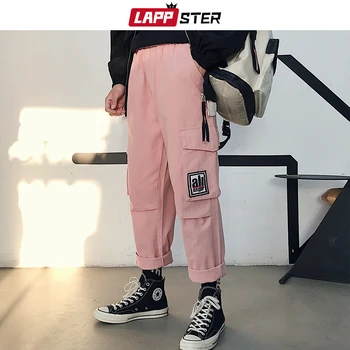 

LAPPSTER Men Streetwear Harem Cargo Pants 2020 Mens Overalls Hip Hop Korean Sweatpants Male Wide Leg Baggy Harajuku Joggers