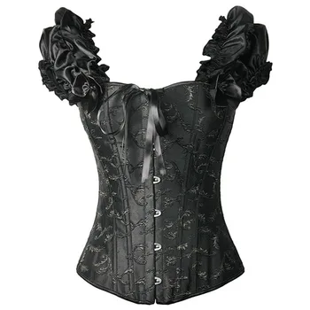 

Womens 12 Spiral Steel Boned Sexy Boned Floral Overbust Waist Cincher Corset JacquardCorsets Outerwear Waist Slim Bride Bustier