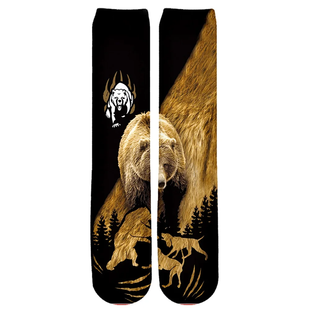 PLstar Cosmos Brand socks 2021 New Fashion Mens Socks Bear / Boar Hunting Camo 3D Printed Unisex Casual Knee-High Sock