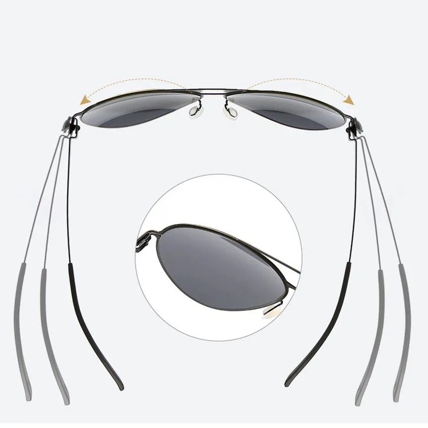 Zerosun Polarized Sunglasses Men Stainless Steel Sun Glasses for Man Aviation Men's Shades Oversized Driving Eyewear Case Free