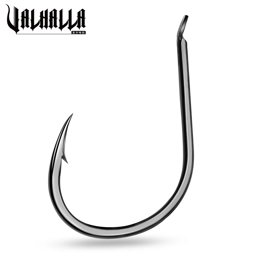 VALHALLA 100Pcs Fishing Hooks 3#-15# Single Hook High Carbon Steel Fishing  Hook Black Nickle Jig Big Fishhook Treble Hooks