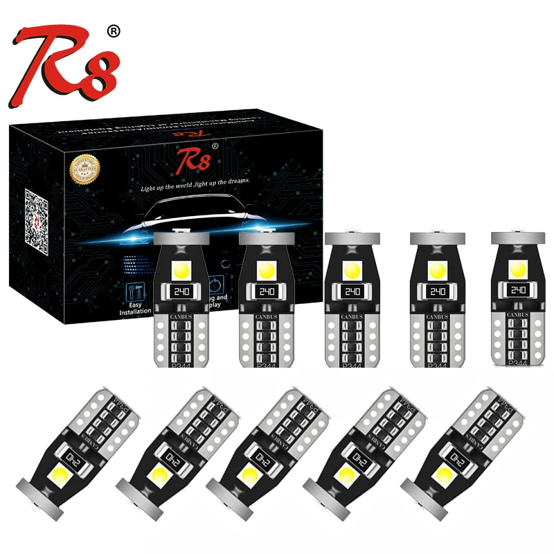 10x T10 светодиодный W5W светодиодный автомобильный DRL 3030 3SMD 194 168 сигнальные огни для чтения интерьерная лампа Canbus 12V 6500k белая полярность бесплатно