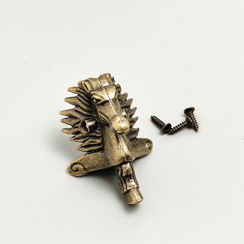 Antique Horse Head Shape Box Corner Protector Retro Bronze Wood Case Jewelry Storage Box Feet Leg Corner Shelf Bracket