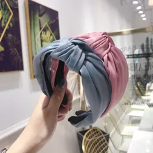 Bohemian Solid Color Hairbands Satin Top Knotted Wide Headband Women New Elegant Headwear Hair Hoop Accessories Red Pink Yellow