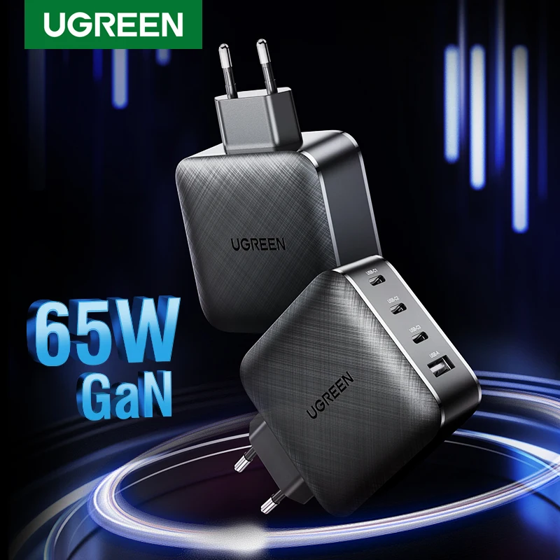 UGREEN 65W GaN Charger Quick Charge 4.0 3.0 Type C PD USB Charger with QC 4.0 3.0 Fast Charger for iPhone 12 Pro Xiaomi Laptop