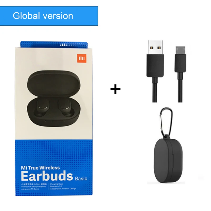 Оригинальные беспроводные наушники xiaomi Redmi Airdots TWS, голосовое управление, Bluetooth 5,0, подавление шума, управление краном, быстрая - Цвет: global black case
