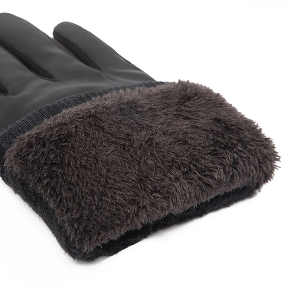1 Pair Men Non Slip Durable Windproof Outdoor Sports Gift Winter Cycling Gloves Fashion Adult Keep Warm Thickened Faux Velvet