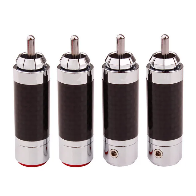 20 шт HiFi динамик RCA Conector штекер аудиосигнала усилитель DIY RCA разъем углеродное волокно медь родиевое покрытие Динамик адаптер