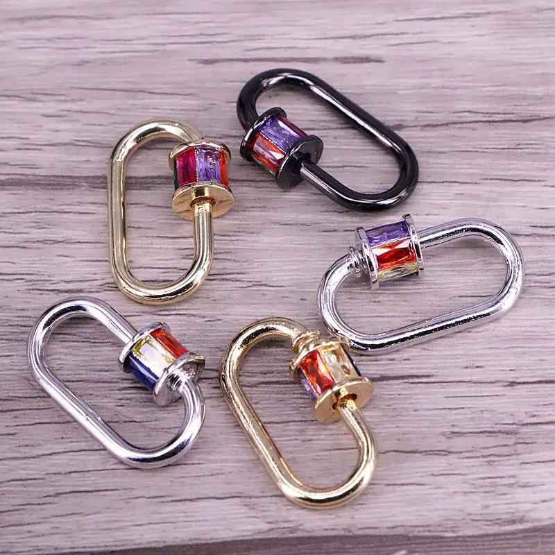 5 шт., DIY ювелирные изделия винтовые застежки Micro Pave красочные CZ замок карабин медь разъем для изготовления ювелирных изделий застежки
