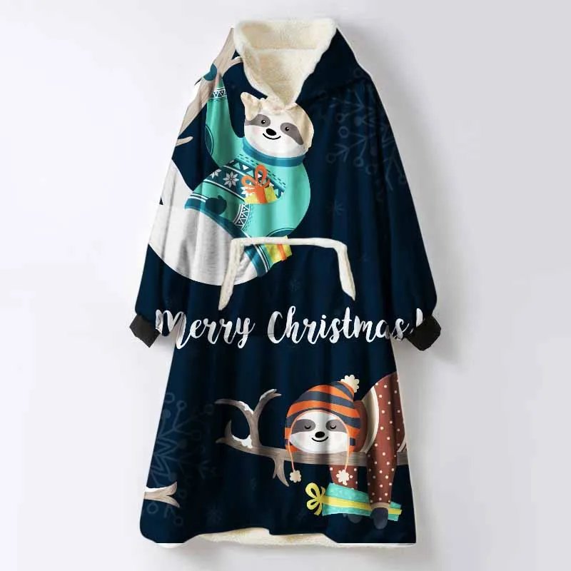 COLOR 36 Merry Christmas Лось с капюшоном одеяло для взрослых толстый дорожный свитер кровать диван одеяло с рукавами верхний пуловер с капюшоном плед - Цвет: COLOR 36