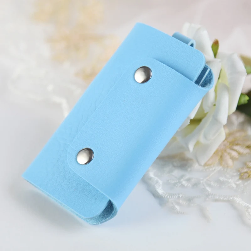 Blue Кошельки для автомобильных ключей с 6 держателями для ключей, модные, унисекс, искусственная кожа, автомобильный держатель для ключей, сплошной цвет, кошелек для ключей для женщин и мужчин, чехол для ключей - Цвет: Blue
