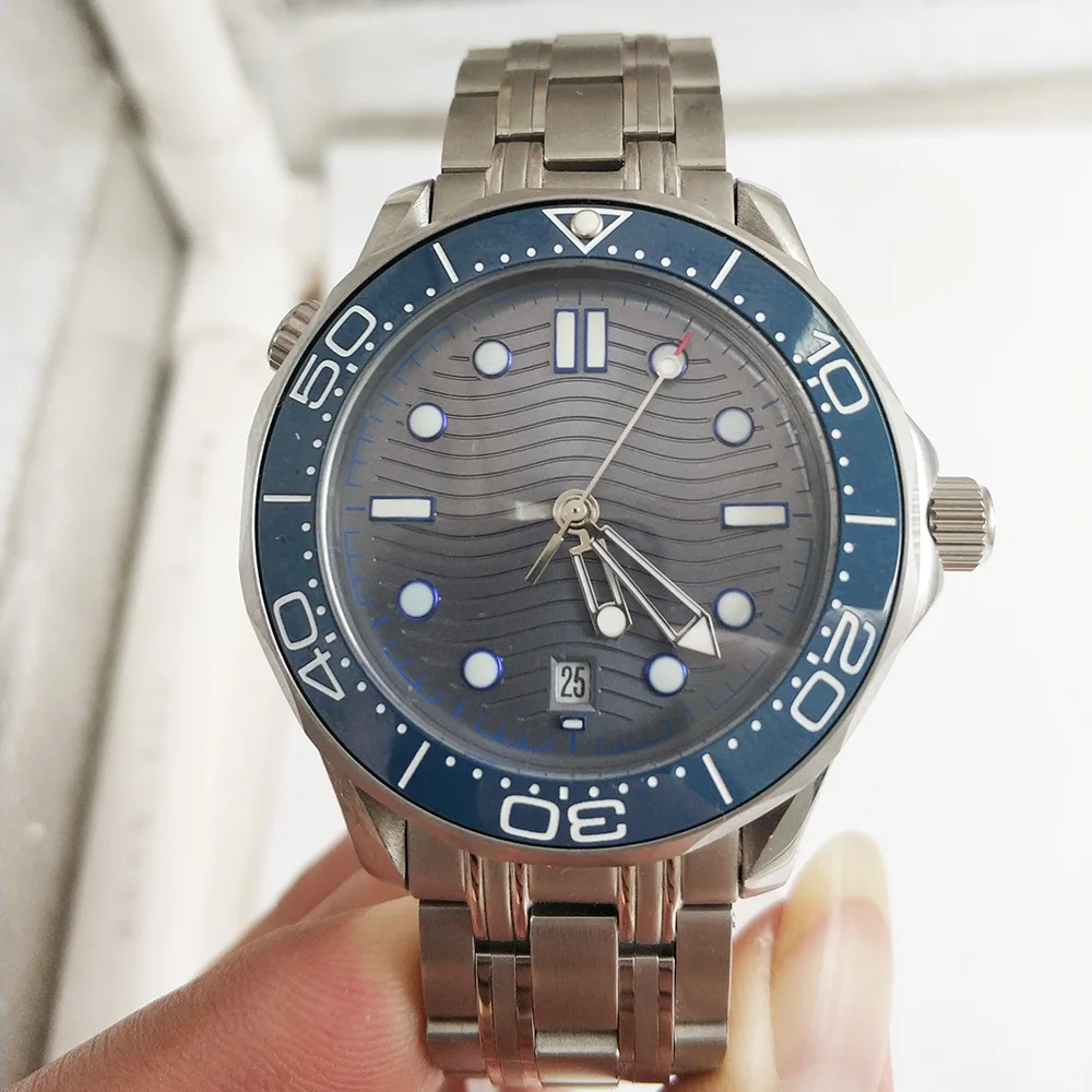 

Automatic Mechanical Watch Men Ceramic Bezel Date Waterproof Luminous Stainless Steel solid Bangle 41mm Blue Dial Watchab