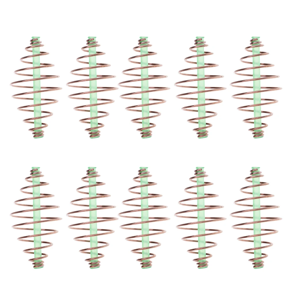 10pcs Fishing Feeders Bait Thrower Coil Inline Method Feeders with High Qualith Tackle 3.5x1.8 cm