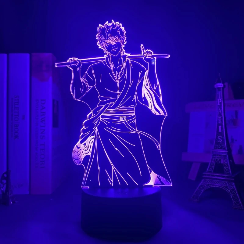 

Светодиодный ночсветильник Gintama Gintoki Sakata для спальни, декоративный красочный ночсветильник, Аниме подарок Gintama 3d лампа Gintoki Sakata