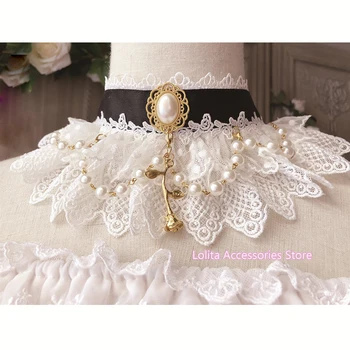 

Handmade Neckband Gorgeous Sweet Lolita Cute Lace Bow Pearl Chain Necklace Cosplay Party Princess Neck Pendant Chain Ornaments