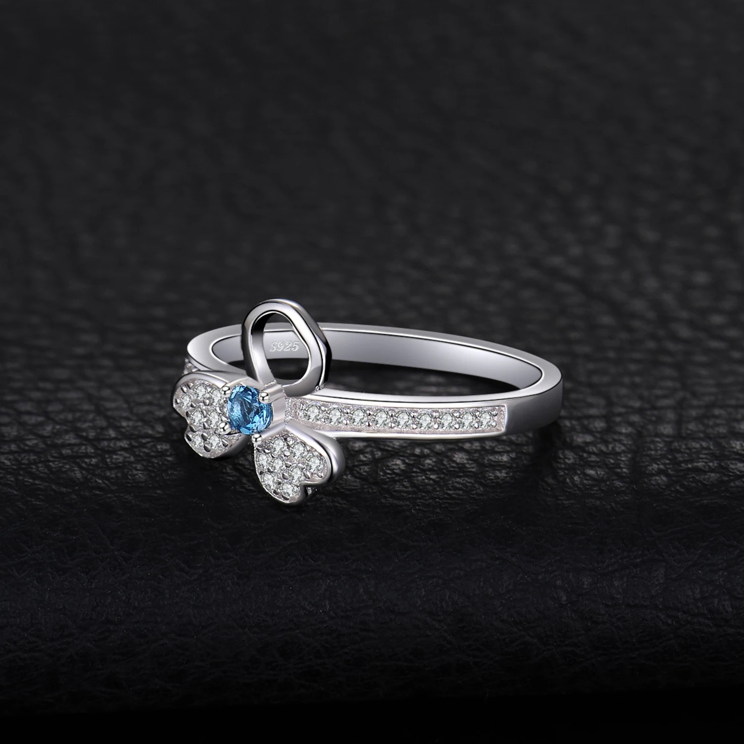JewelryPalace 1.2ct натуральная Лондонский Голубой Топаз кубического циркония мотаться бабочка обещание кольцо 925 пробы серебряные ювелирные изделия для женщин