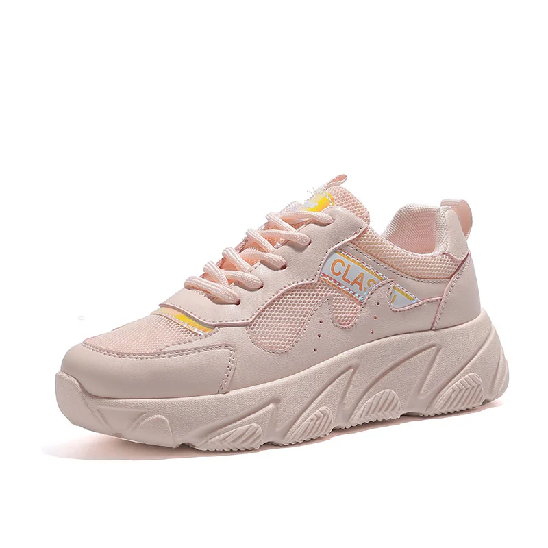 Женские удобные кроссовки для бега розовые массивные на танкетке|Беговая обувь| |