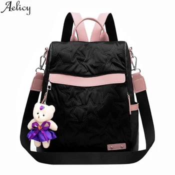 

Aelicy 3D Colorful Printed Women's Backpacks Multi-function Ladies Fashion Cartoon Zipper Star Bling bags Double Shoulders bags