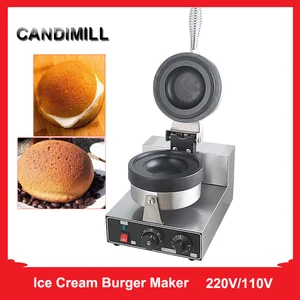 CANDIMILL Ice Cream Burger Press Maker Gelato Panini Press Brioche Burger Commercial Krapfen Warmer Machine